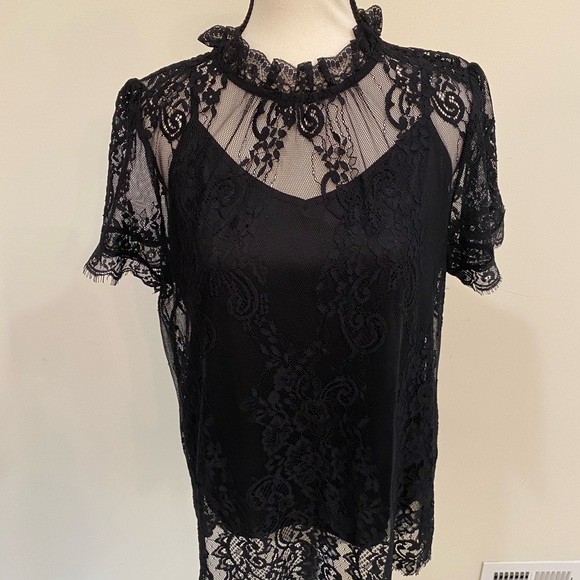 NWT Chelsea 28 Black Lace with Black Tank Top Size Large. Original Price 69. - Picture 4 of 4
